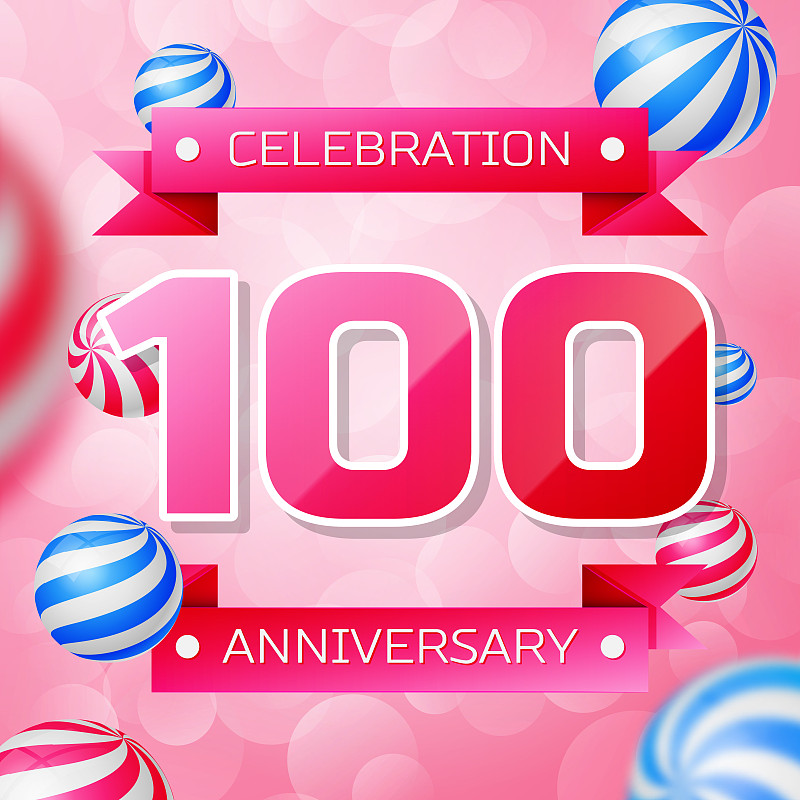 Realistic Hundred 100 Years Anniversary Celebratio
