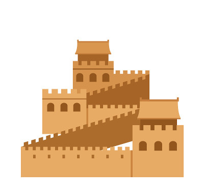 中国的长城。