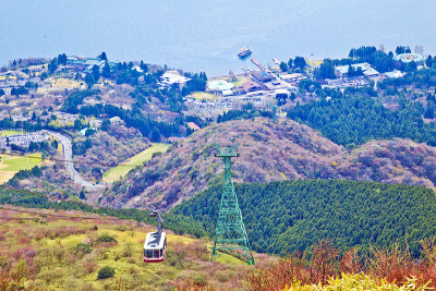 日本神奈川县箱根Komagatake山缆车。