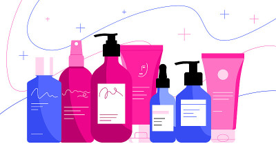 Skin care products. Cosmetic bottles: cream, lotio