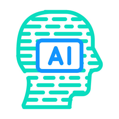 Ai人工智能金融科技彩色图标矢量插图