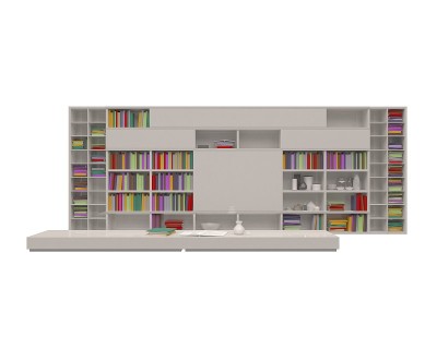 书架孤立的白色3d插图