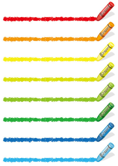 Set of colorful crayon design element isolated on 
