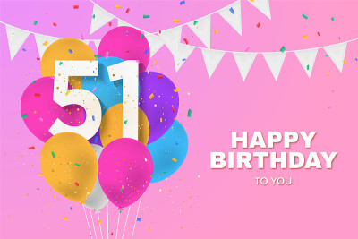 51岁生日快乐气球贺卡背景。