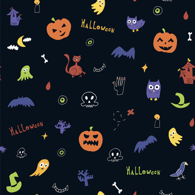 Halloween hand drawn doodle vector pattern