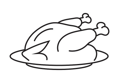 感恩节晚餐烤火鸡线艺术图标的应用程序或网站