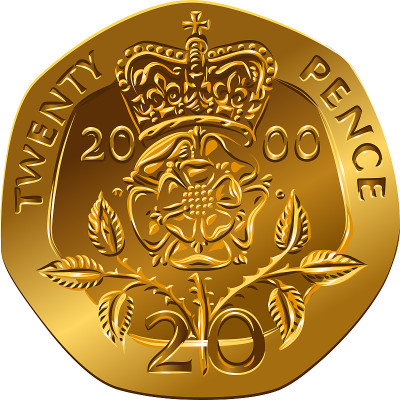 英国金角20便士