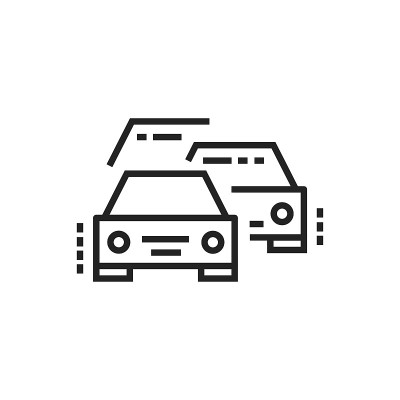 车队行黑色图标。官方警车护送。政府的人保护。象形文字用于网页、手机应用、促销。可编辑的中风