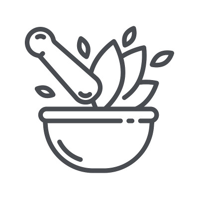 臼和杵草药概念符号孤立在透明背景上。