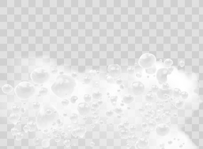 3d泡沫水，水与肥皂泡沫在白色的背景。矢量插图。