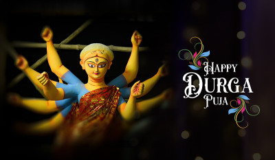 女神杜尔迦的脸在快乐杜尔迦Puja Subh Navratri Maa背景