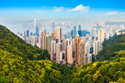 从太平山顶眺望香港天际线