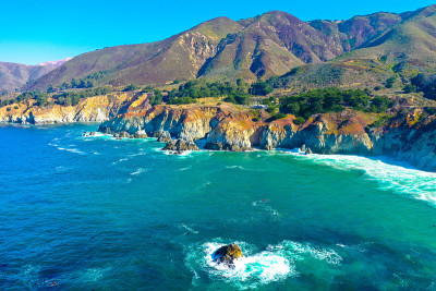 海岸全景，海盗湾步道，马林岬，金门国家娱乐区，加利福尼亚，美国