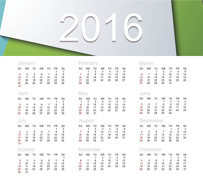 2016年矢量日历
