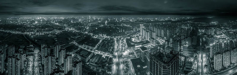 黑白香港鸟瞰图