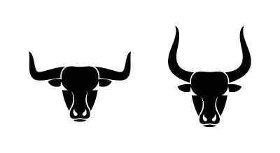 Bull head logo. Isolated bull head on white backgr