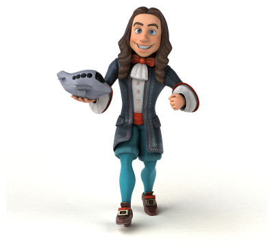 3D插图的卡通人在历史巴洛克服装