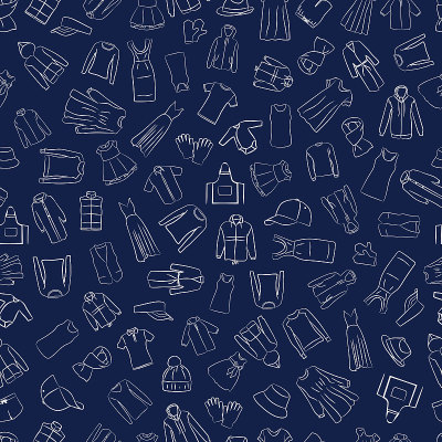 Apparel Seamless pattern, Hand drawn objects white