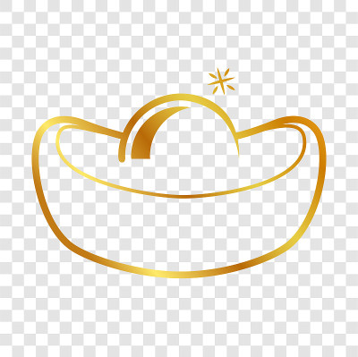 Vector simple icon Icon Golden Chinese Ingot, at t