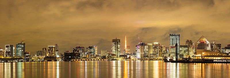 从海边公园看到的东京湾地区的夜景