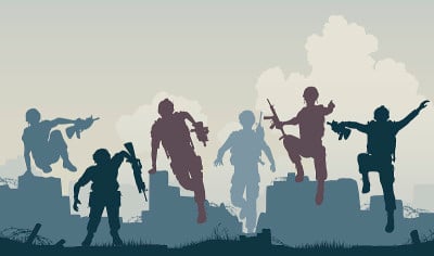 士兵们前进