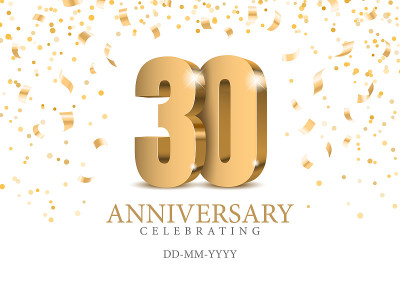 30周年。黄金3 d数字。