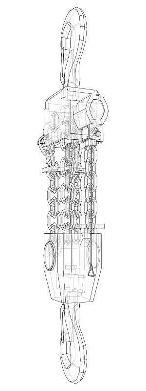 Pneumatic Wire Rope Winch concept outline. Vector