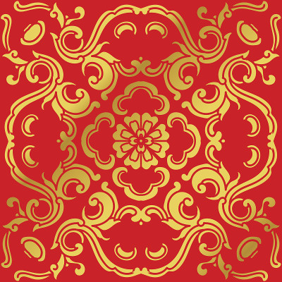 无缝金色中国背景曲线圆形螺旋花