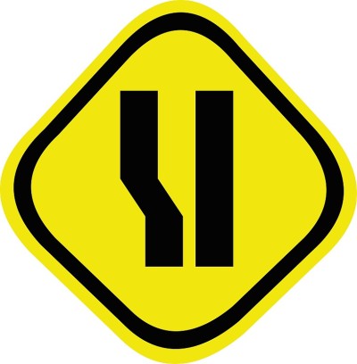 矢量插图的道路标志表情符号-左侧展开