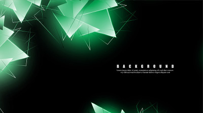 abstract background with glowing green triangles t