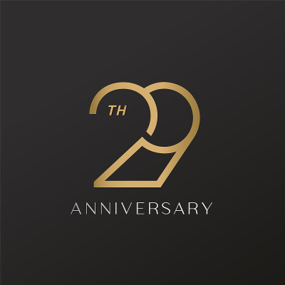 29周年庆典标志与优雅的数字闪亮的黄金设计