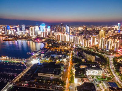 青岛海岸线建筑景观航拍