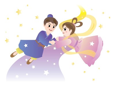 七夕之夜，织女星和牛郎星在银河相遇。