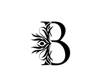 书法字母B设计。优雅的皇家风格。