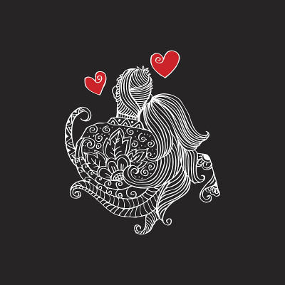 手绘的可爱的夫妇。