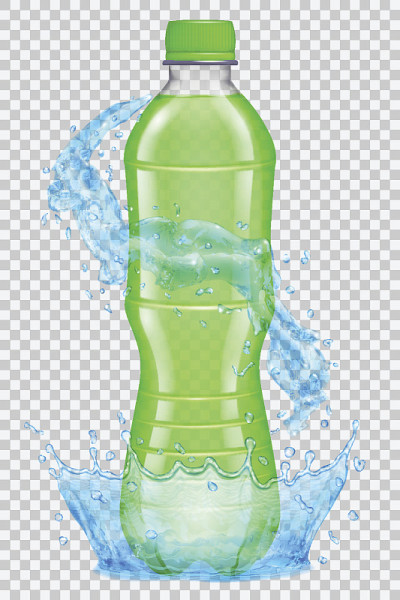 透明塑料瓶带水冠和飞溅