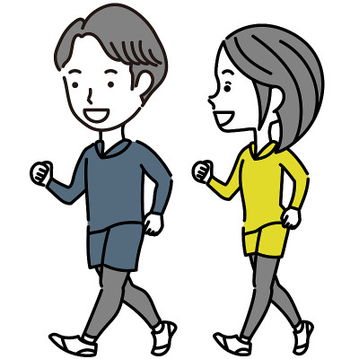 男人和女人在外面散步的插图
