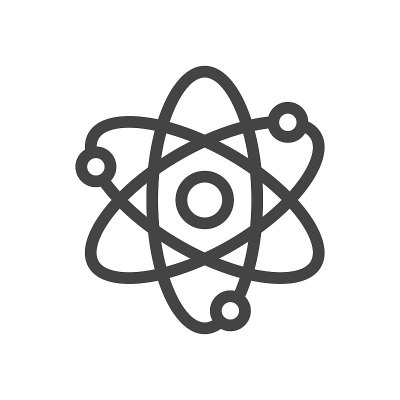 原子图标。轮廓矢量插图孤立的白色背景。