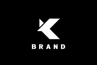 字母K飞翔的鸟图标和符号