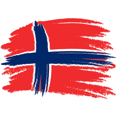 Flag of Norway. Brush painted Flag of Norway. Hand