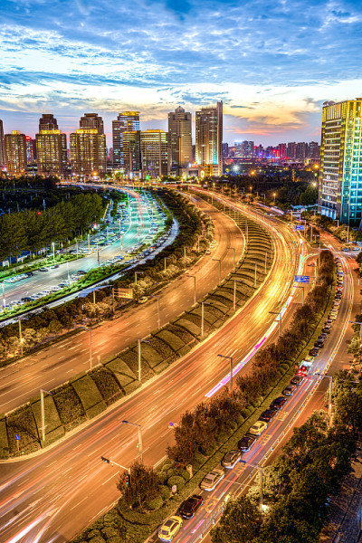 Roads and buildings in zhengzhou, China