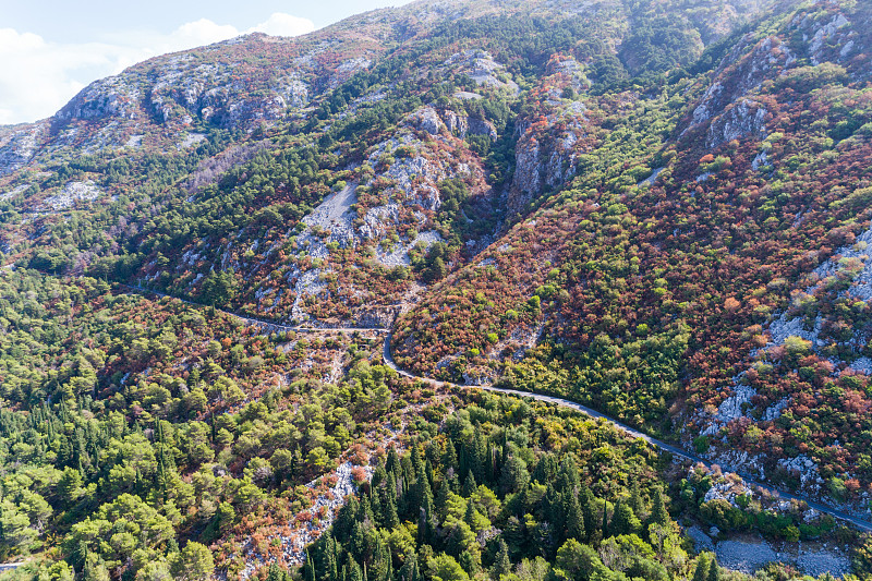 鸟瞰图的老蛇形路在黑山国家公园，洛夫森