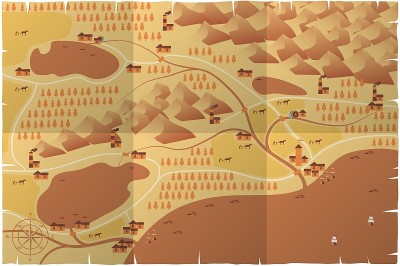 世界地图插图。旧的风格。矢量图