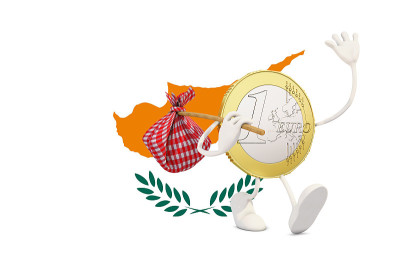 欧元硬币离开塞浦路斯，3d渲染