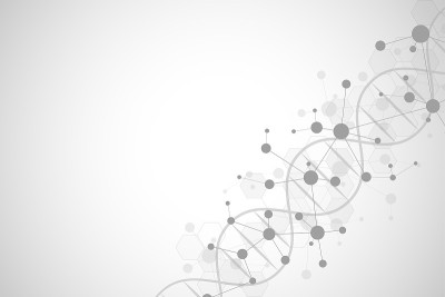 DNA的螺旋和分子结构。以分子为背景的科技概念。