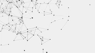 在背景上用点、线和三角形连接的抽象构图。丛的效果。