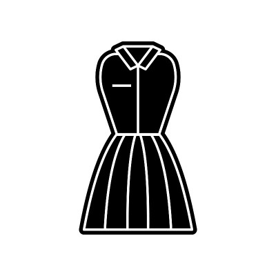 女招待制服衣服女人衣服偶像。服装元素的移动概念和web应用程序图标。字形，平面图标用于网站设计和开发
