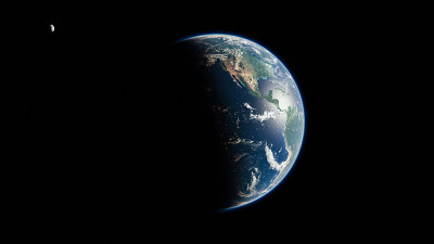 从太空中的美洲在日出-加拿大，美国和墨西哥-行星地球与月球-蓝色大理石