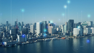 智慧城市与通信网络概念。数字转换。物联网(IoT)。信息通信技术。