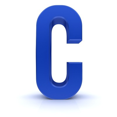 蓝色字母C符号字母字符3d